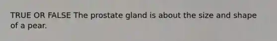 TRUE OR FALSE The prostate gland is about the size and shape of a pear.