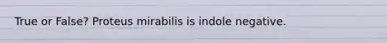 True or False? Proteus mirabilis is indole negative.