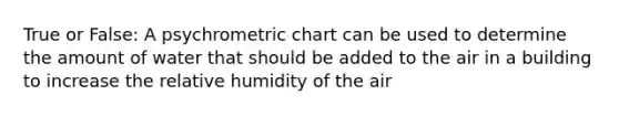 True or False: A psychrometric chart can be used to determine the amount of water that should be added to the air in a building to increase the relative humidity of the air