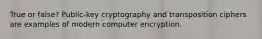 True or false? Public-key cryptography and transposition ciphers are examples of modern computer encryption.