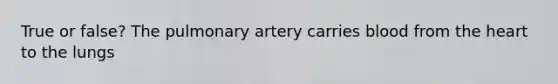 True or false? The pulmonary artery carries blood from the heart to the lungs