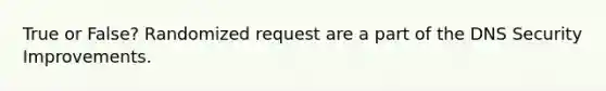 True or False? Randomized request are a part of the DNS Security Improvements.