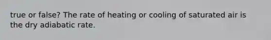 true or false? The rate of heating or cooling of saturated air is the dry adiabatic rate.