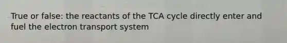 True or false: the reactants of the TCA cycle directly enter and fuel the electron transport system