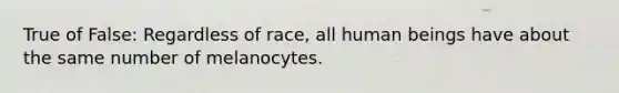 True of False: Regardless of race, all human beings have about the same number of melanocytes.