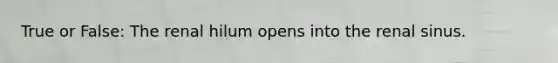True or False: The renal hilum opens into the renal sinus.