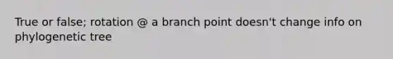 True or false; rotation @ a branch point doesn't change info on phylogenetic tree