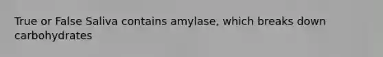 True or False Saliva contains amylase, which breaks down carbohydrates