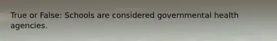 True or False: Schools are considered governmental health agencies.
