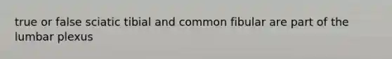 true or false sciatic tibial and common fibular are part of the lumbar plexus