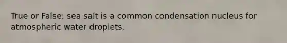True or False: sea salt is a common condensation nucleus for atmospheric water droplets.