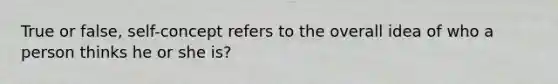 True or false, self-concept refers to the overall idea of who a person thinks he or she is?