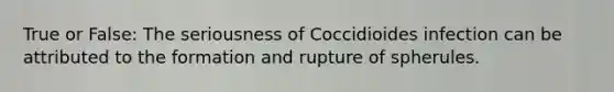 True or False: The seriousness of Coccidioides infection can be attributed to the formation and rupture of spherules.