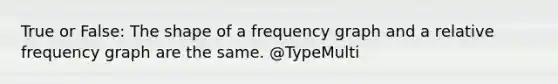 True or False: The shape of a frequency graph and a relative frequency graph are the same. @TypeMulti