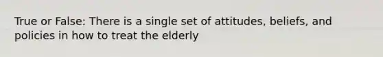 True or False: There is a single set of attitudes, beliefs, and policies in how to treat the elderly