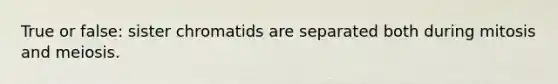 True or false: sister chromatids are separated both during mitosis and meiosis.