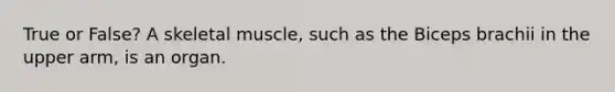 True or False? A skeletal muscle, such as the Biceps brachii in the upper arm, is an organ.