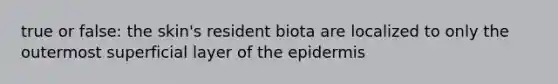 true or false: the skin's resident biota are localized to only the outermost superficial layer of the epidermis