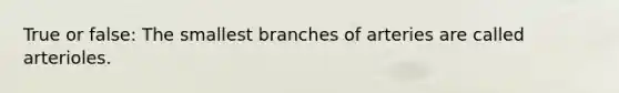 True or false: The smallest branches of arteries are called arterioles.