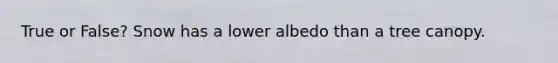 True or False? Snow has a lower albedo than a tree canopy.