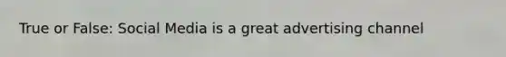 True or False: Social Media is a great advertising channel