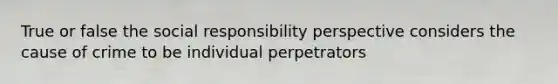 True or false the social responsibility perspective considers the cause of crime to be individual perpetrators