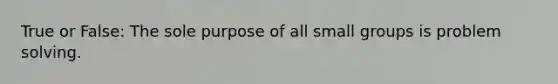 True or False: The sole purpose of all small groups is problem solving.