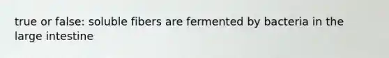 true or false: soluble fibers are fermented by bacteria in the large intestine