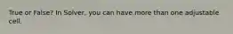 True or False? In Solver, you can have more than one adjustable cell.