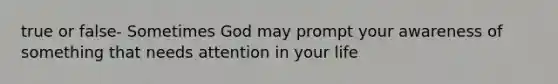 true or false- Sometimes God may prompt your awareness of something that needs attention in your life
