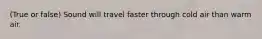 (True or false) Sound will travel faster through cold air than warm air.