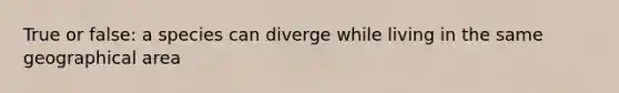 True or false: a species can diverge while living in the same geographical area