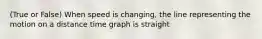 (True or False) When speed is changing, the line representing the motion on a distance time graph is straight