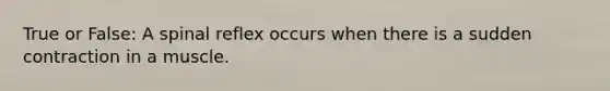 True or False: A spinal reflex occurs when there is a sudden contraction in a muscle.