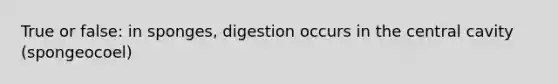 True or false: in sponges, digestion occurs in the central cavity (spongeocoel)