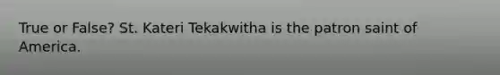 True or False? St. Kateri Tekakwitha is the patron saint of America.