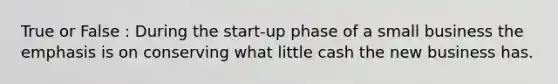 True or False : During the start-up phase of a small business the emphasis is on conserving what little cash the new business has.