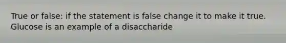 True or false: if the statement is false change it to make it true. Glucose is an example of a disaccharide