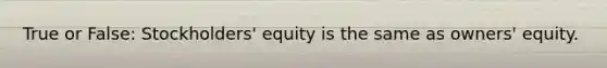 True or False: Stockholders' equity is the same as owners' equity.