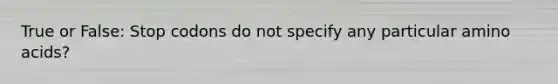 True or False: Stop codons do not specify any particular amino acids?