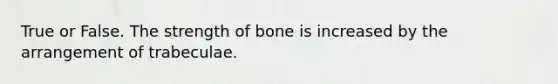 True or False. The strength of bone is increased by the arrangement of trabeculae.