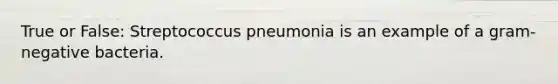 True or False: Streptococcus pneumonia is an example of a gram-negative bacteria.