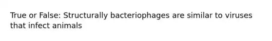 True or False: Structurally bacteriophages are similar to viruses that infect animals