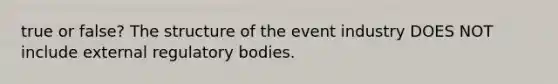 true or false? The structure of the event industry DOES NOT include external regulatory bodies.