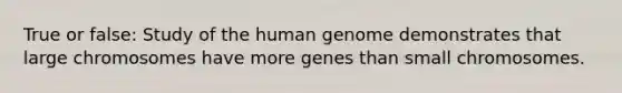 True or false: Study of the <a href='https://www.questionai.com/knowledge/kaQqK73QV8-human-genome' class='anchor-knowledge'>human genome</a> demonstrates that large chromosomes have more genes than small chromosomes.