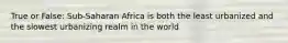 True or False: Sub-Saharan Africa is both the least urbanized and the slowest urbanizing realm in the world