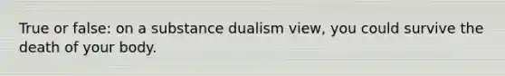 True or false: on a substance dualism view, you could survive the death of your body.