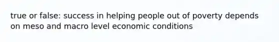 true or false: success in helping people out of poverty depends on meso and macro level economic conditions