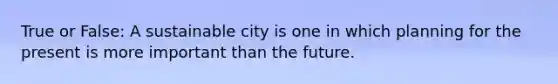 True or False: A sustainable city is one in which planning for the present is more important than the future.