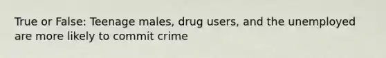 True or False: Teenage males, drug users, and the unemployed are more likely to commit crime